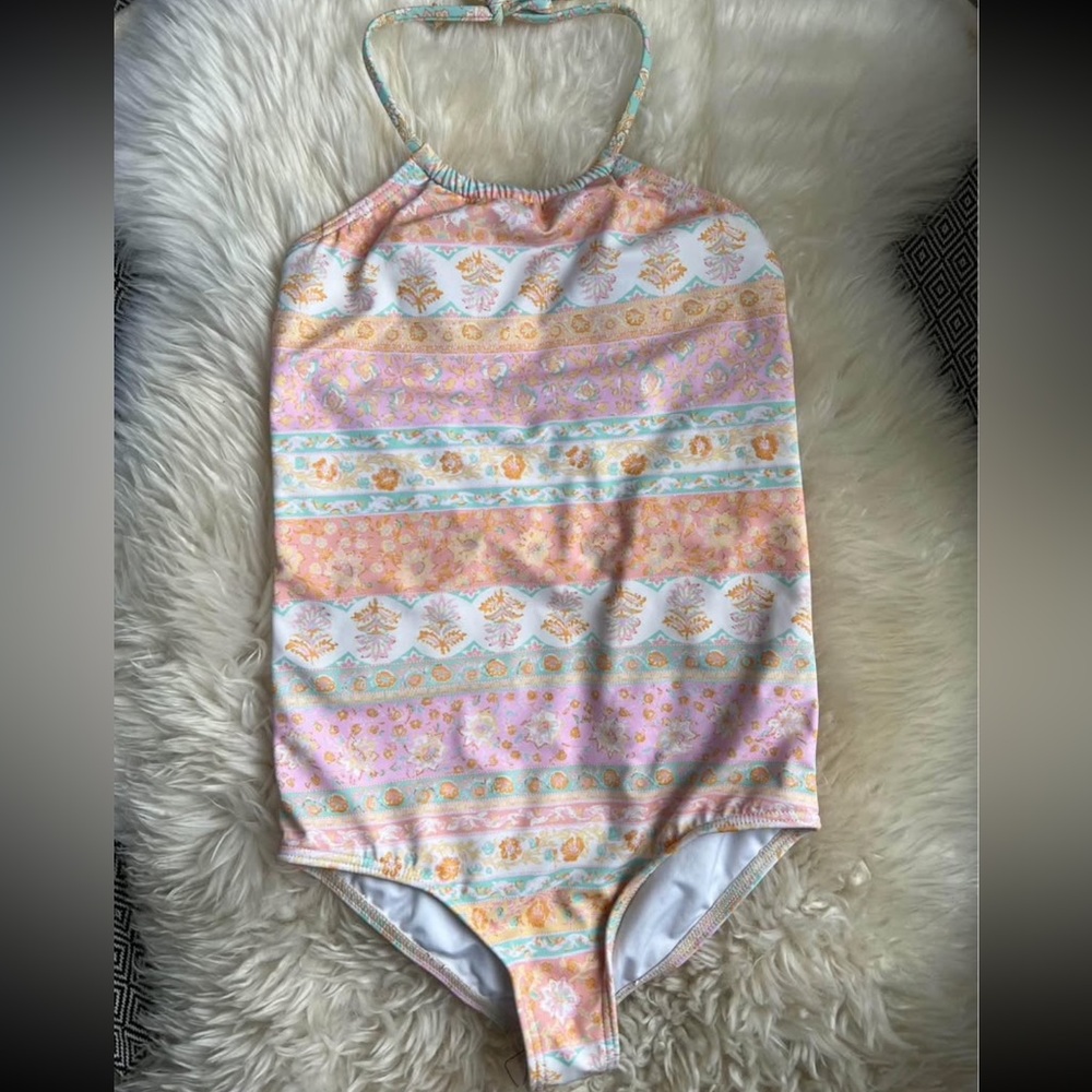 NWT Billabong Girls Swimsuit, Layered with Love One Piece Halter